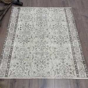 Tapis d'appoint turc 3,8x4,3 pieds, tapis vintage, tapis persan gris - Product Image 1