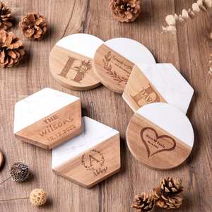 Sous-verres modernes en marbre et bois naturels, durables, polis, de qualité supérieure pour la table de cuisine, le café, utilisation promotionnelle - Product Image 1