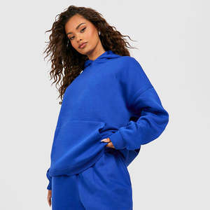 Survêtement en molleton vintage décontracté pour femme, 2 pièces, qualité supérieure, 100 % coton, écologique, hiver, bleu, jogging - Product Image 3