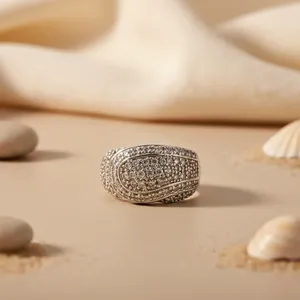 Rose Gold Plated Silver Cubic Zirconia and Moissanite <b>Statement</b> <b>Ring</b> for Women Trendy Fashionable Inlay Jewelry - Product Image 3