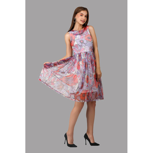 Vestido Midi Occidental Elegante para Mujer con Diseño Estampado y Sin Mangas, Estilo Elegante para Eventos Laborales y Salidas de Fin de Semana - Product Image 5