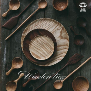 Plato de servir de madera sostenible estilo rústico hecho a mano duradero ecológico reutilizable Decoración de cocina natural - Product Image 3