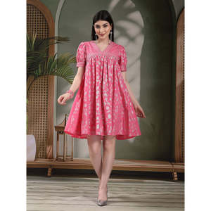 Vestido de Seda con Estampado Étnico para Mujer, Estilo Pakistaní, Lehenga Choli con Choli y Salwar, Ropa Étnica India, Color Rosa - Product Image 1