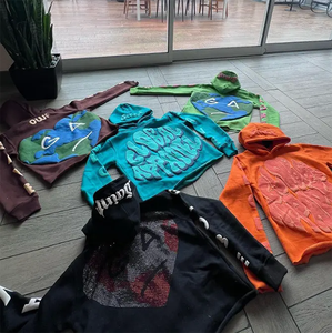 Oem Manufacturer Customized Embroidered No Hem Crop Winter Men Heavyweight 100% Cotton Streetwear Hip Hop <b>Full</b>-<b>Zip</b> <b>Hoodie</b> Satin - Product Image 3