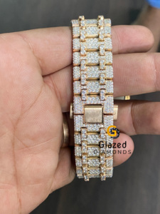 Bijoux hip-hop entièrement en acier inoxydable avec buste, montre accrocheuse, mousseux, taille brillante, Moissanite, diamants, cadran en verre, fenêtre - Product Image 5