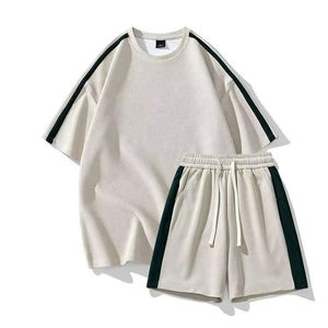 Ensembles de shorts d'été pour hommes, ensembles deux pièces t-shirt et shorts, style streetwear, 100% coton, vêtements décontractés, design personnalisé, impression de logo. - Product Image 5