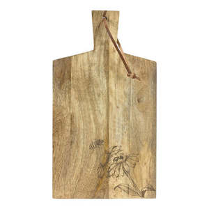 Planche à découper en bois massif réversible écologique avec rainure pour le jus pour servir les charcuteries, les fruits et les légumes - Product Image 5