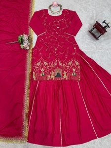 Nouveaux costumes pakistanais Gharara Sharara pour femmes, avec de lourds travaux de broderie, pour les mariages et les fêtes, à bas prix - Product Image 5