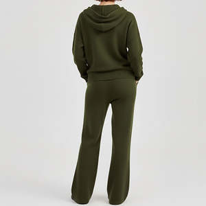 Ensemble survêtement femme en coton 100% 400 GSM lourd, imprimé sur mesure avec logo personnalisé, uni, pour l'hiver, 2 pièces - Product Image 5