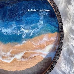 2025 nueva llegada bandeja de servicio de madera de mango ecológica diseño de olas del océano resina epoxi para el hogar Cocina fiesta boda uso - Product Image 6