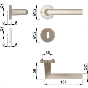 Amsterdam 1400/42KV/42KVS Aluminium F1 Round SK/OL Din HOPPE for Left/Right Bi-Fold <b>Door</b> Rosette Set - Product Image 2