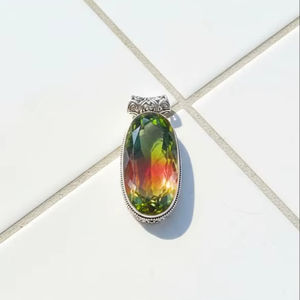 Colgante de Plata Alemana, Joyería Antigua, Colgante de Piedras Preciosas Genuinas, Colgante Hecho a Mano, Joyería Elegante, Plata Fina, Ametrina Natural - Product Image 3