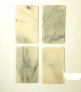 Dessous de verre rectangulaire en marbre vintage blanc et gris pour décoration intérieure, sous-verres en marbre faits à la main, vaisselle décorative - Product Image 3