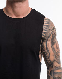 เสื้อกล้ามแขนกุดสีดำสำหรับผู้ชายเสื้อกล้ามออกกำลังกายผ้าฝ้ายหนาระบายอากาศได้ดีเสื้อกล้ามสำหรับใส่เล่นกีฬา - Product Image 4