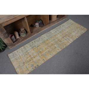 Turkish Vintage Rug 2x6.4 ft, <b>Yellow</b> Ombr Rug - Product Image 5