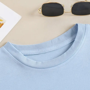 Camisetas de Mujer de Gran Tamaño, Tejidas, Casuales, 100% Algodón, Diseño Nuevo 2023, Cuello Moderno, Venta Caliente, Logotipo Personalizado - Product Image 5