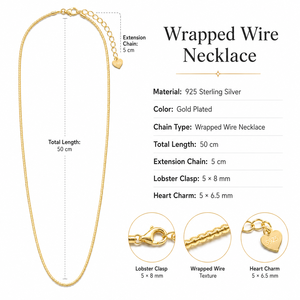 Collar <span class=keywords><strong>de</strong></span> Cadena <span class=keywords><strong>de</strong></span> Alambre Enrollado Chapado en <span class=keywords><strong>Oro</strong></span> <span class=keywords><strong>de</strong></span> Plata <span class=keywords><strong>de</strong></span> Ley 925 <span class=keywords><strong>de</strong></span> 45 cm con Cadena <span class=keywords><strong>de</strong></span> Extensión <span class=keywords><strong>de</strong></span> 5 cm y Cierre <span class=keywords><strong>de</strong></span> Mosquetón - Product Image 6