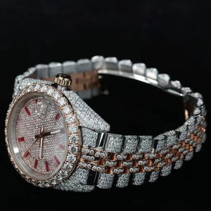 Nouveauté Luxueux 20mm Analogique Verre Moissanite Diamant Montre Baguette Cadran Haute Qualité Fabriqué En Acier Inoxydable Édition Limitée - Product Image 3