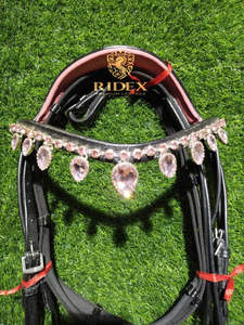 Bride hybride en cuir de cheval avec bride de muserolle française Bride anatomique en cuir de cheval - Product Image 5
