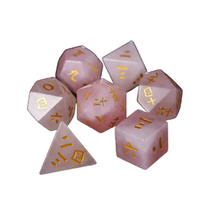Dés de pierre Quartz rose pierre naturelle pierre gravée personnalisé ensembles de dés Kanji Vikings cristal pierre de cristal dés grossiste - Product Image 6
