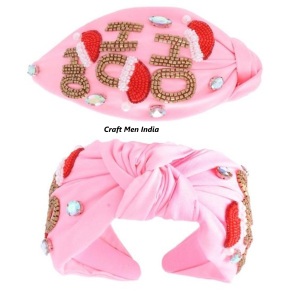 Wholesale Custom Luxury Fashion Crystal Hairband for Girls/Women Christmas-Themed Embellished Knotted Fabric <b>Headband</b> - Product Image 2