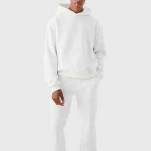 Sweat à capuche élégant et pantalon de survêtement avec logo personnalisé vente en gros 100% coton respirant col montant saison d'hiver avec logo avant - Product Image 3