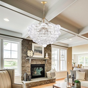 Longree Verre Bulle <span class=keywords><strong>Lustre</strong></span> <span class=keywords><strong>Boule</strong></span> <span class=keywords><strong>Forme</strong></span> Pendentif Lumière Or Base <span class=keywords><strong>Lustre</strong></span> Décoratif pour Salon Salle À Manger Chambre - Product Image 5