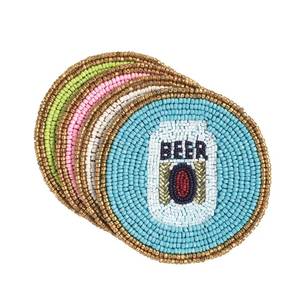 Fashionable Beaded Embroidery Coaster With Seed Beads For Table Handmade Seed Bead Coaster For Coffee <b>Cup</b> And Dining Table - Product Image 4