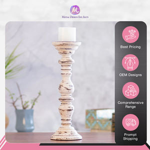 Nueva llegada de soporte de madera de mango antiguo de diseño de lujo moderno marfil y marrón-portavelas de Pilar artístico para decoración del hogar - Product Image 2