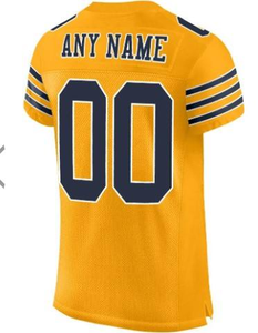 Custom Yellow Navy Blue <b>Football</b> Jersey V Neck Short American <b>Football</b> Uniform Team Name Number Printed Breathable - Product Image 4