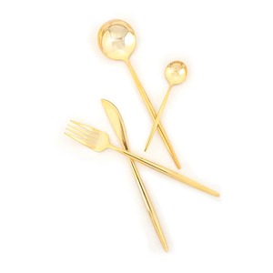 Cubiertos de acero inoxidable con acabado Chapado en Color dorado y mango de diseñador, cubiertos aptos para lavavajillas para uso doméstico en bodas, Juego de 4 Uds. - Product Image 6