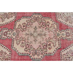 พรมวินเทจขนาด 4.3x6.4 ฟุต สีแดงขาว พรมโอเรียนทอลทำจากขนสัตว์ - Product Image 5