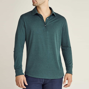 Top OEM printemps mode polo à manches longues hommes Slim Fit couleur pure décontracté coton T-shirt hommes à manches longues polo de golf - Product Image 2
