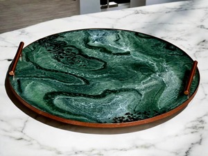 Plateau rond vert design pour la cuisine à la maison et les fêtes Belle finition idéale pour un service élégant et une présentation en Inde - Product Image 5