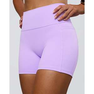 Shorts de Cintura Ultra Alta con 4 Bolsillos para Mujer Fusion - Lila Pálido - Product Image 5