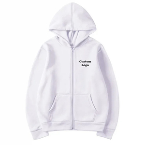 Sudadera con capucha y cremallera con bolsillos laterales y hombros caídos de manga larga y logotipo personalizado para hombre y mujer - Product Image 6