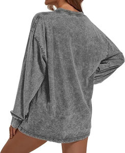 Sudadera Corta Cuadrada de Algodón 100% con Lavado Ácido, Hombros Caídos, Personalizable con Logotipo, para Mujer - Product Image 6