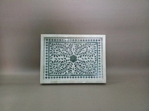 Plateau de service en os incrusté artisanal pour servir Décoration de la maison Utilisation en cuisine Décoration en bois Artisanat de luxe élégant - Product Image 4