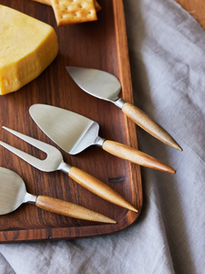Glossy Steel Heads Stainless Steel <b>Cheese</b> <b>Knives</b> <b>Set</b> | <b>Set</b> of 4 Pieces <b>Cheese</b> <b>Knives</b> Stainless Steel <b>Cheese</b> Spreader Slicer Fork - Product Image 4