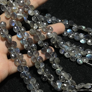 Perles de Labradorite à facettes en forme de cœur Briolette, perles calibrées 7MM, boutique de perles en gros - Product Image 4