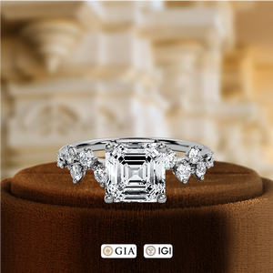 Bague de fiançailles en diamant taille Asscher 1 carat, certifiée IGI, bague en or 14 carats, cadeau d'anniversaire pour elle, bague de mariée en diamant de laboratoire - Product Image 2