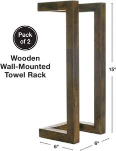 Porte-serviettes mural en bois (lot de 2) Porte-serviettes avec outil d'installation Étagère à serviettes décorative en pin - Product Image 6