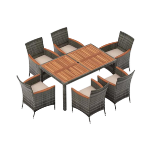 Juegos de comedor de diseño moderno, una mesa, 6 sillas, juego de sofá de jardín, juego de comedor de ratán de mimbre, 6 plazas, mayorista de Phu Linh - Product Image 1