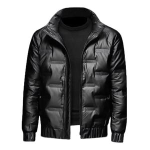 Blouson Bomber en Coton Épais pour Homme – Tendance, Col Montant, Brillant, Chaud, Logo Frontal, Capuche Respirante et Coupe-Vent - Product Image 1