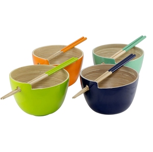 Eco-friendly Bamboo Salad <b>Bowl</b> Handmade Spun Bamboo Fiber <b>Bowl</b> and Chopsticks Wholesale - Product Image 1