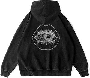 Sudadera con capucha ecológica con lavado ácido, ligera, 100% de algodón, transpirable, ajuste cuadrado, diseño moderno para invierno, uso diario, moda callejera - Product Image 4