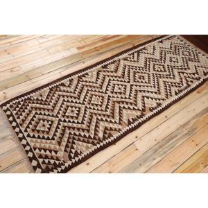 Vintage <b>Runner</b> <b>Rug</b> 3.2x9.4 ft (99x287 cm), Kilim Brown Southwestern Turkish <b>Rug</b> - Product Image 2