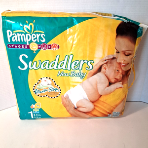 2009 pour Stages Swaddlers Nouveau Bébé Couches Fluff Pulp 16-18 Lbs Doux Respirant Imprimé Anti-Fuite Super Mega 78 Count NOS - Product Image 4