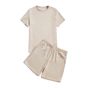 Prix de gros Ensembles de shorts respirants décontractés pour hommes Ensemble de vêtements unis pour hommes, t-shirt à manches courtes, shorts deux pièces Streetwear - Product Image 3