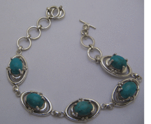 Natural Persian Turquoise 925 Sterling Silver <b>Bracelet</b> for Women Shah Gems' Rose Gold <b>Bangles</b> with Diamond Pearl Main Stones - Product Image 1